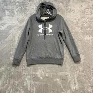 Under Armour Hoodie‎ Womens XS Gray Rival Fleece Logo Pullover Sweatshirt